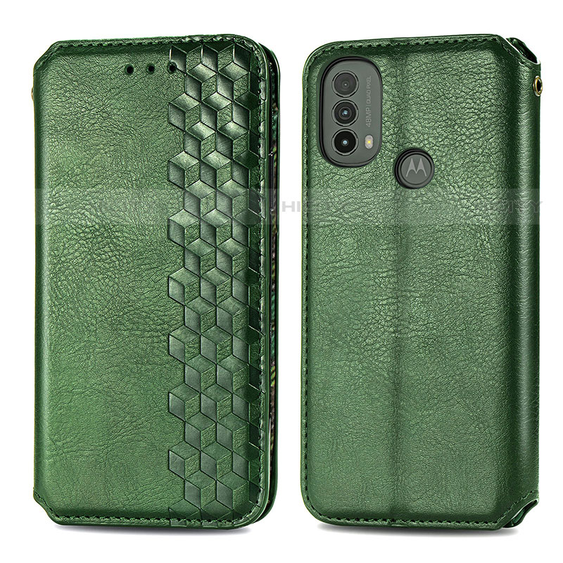 Funda de Cuero Cartera con Soporte Carcasa S01D para Motorola Moto E30 Verde