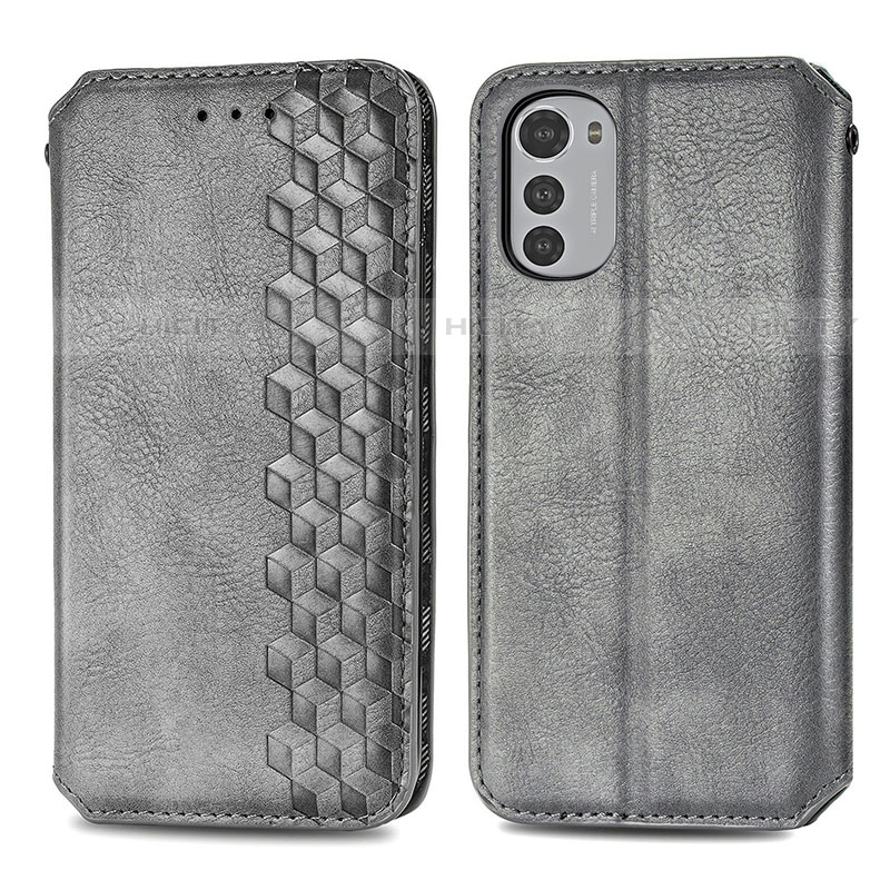 Funda de Cuero Cartera con Soporte Carcasa S01D para Motorola Moto E32 Gris