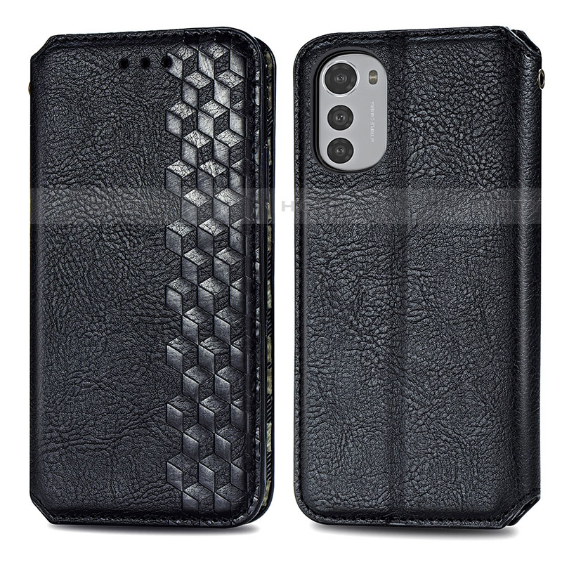 Funda de Cuero Cartera con Soporte Carcasa S01D para Motorola Moto E32s Negro