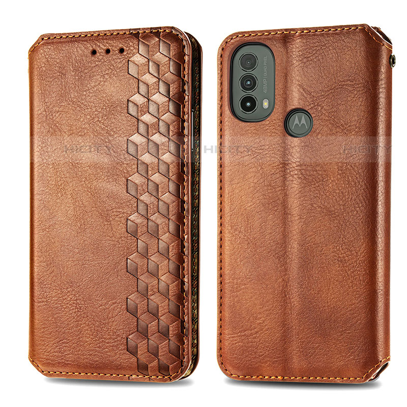 Funda de Cuero Cartera con Soporte Carcasa S01D para Motorola Moto E40 Marron