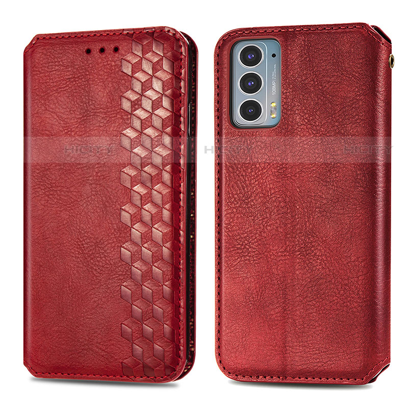 Funda de Cuero Cartera con Soporte Carcasa S01D para Motorola Moto Edge 20 5G Rojo