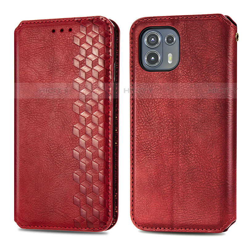 Funda de Cuero Cartera con Soporte Carcasa S01D para Motorola Moto Edge 20 Lite 5G Rojo