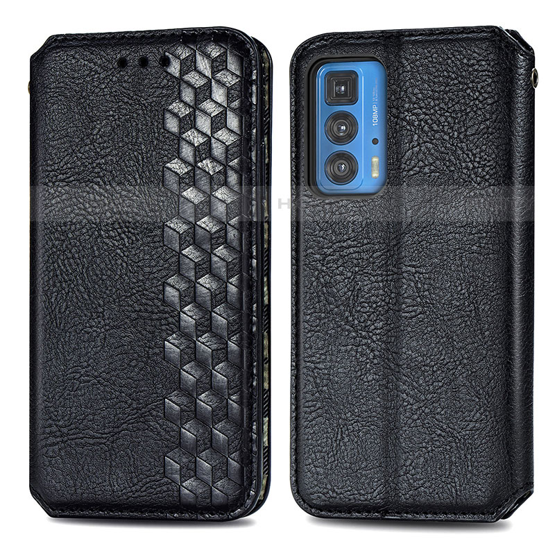 Funda de Cuero Cartera con Soporte Carcasa S01D para Motorola Moto Edge 20 Pro 5G Negro