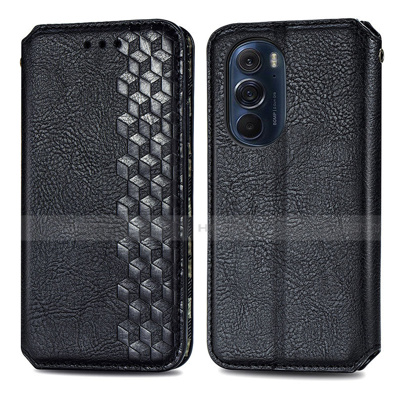 Funda de Cuero Cartera con Soporte Carcasa S01D para Motorola Moto Edge 30 Pro 5G Negro