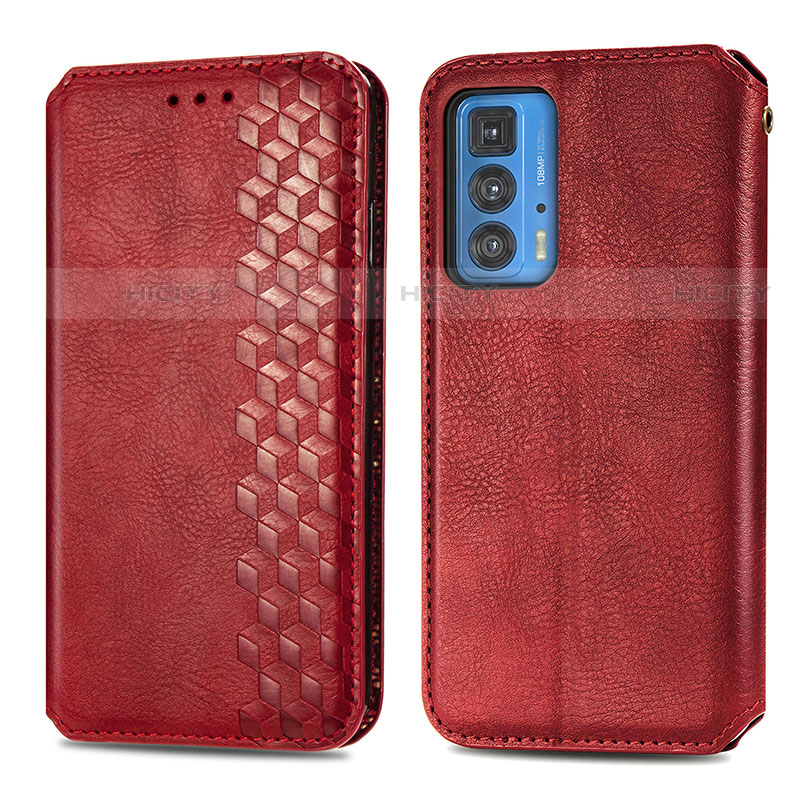 Funda de Cuero Cartera con Soporte Carcasa S01D para Motorola Moto Edge S Pro 5G Rojo