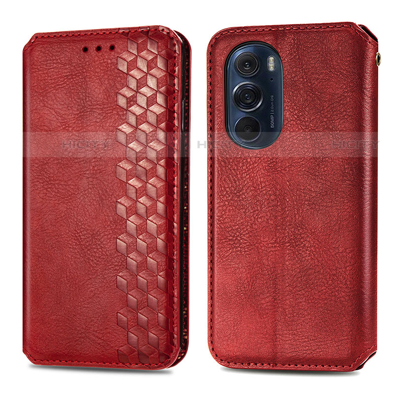 Funda de Cuero Cartera con Soporte Carcasa S01D para Motorola Moto Edge X30 5G Rojo