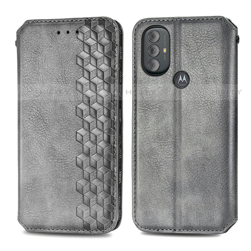 Funda de Cuero Cartera con Soporte Carcasa S01D para Motorola Moto G Play (2023) Gris