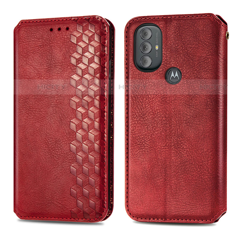 Funda de Cuero Cartera con Soporte Carcasa S01D para Motorola Moto G Play (2023) Rojo