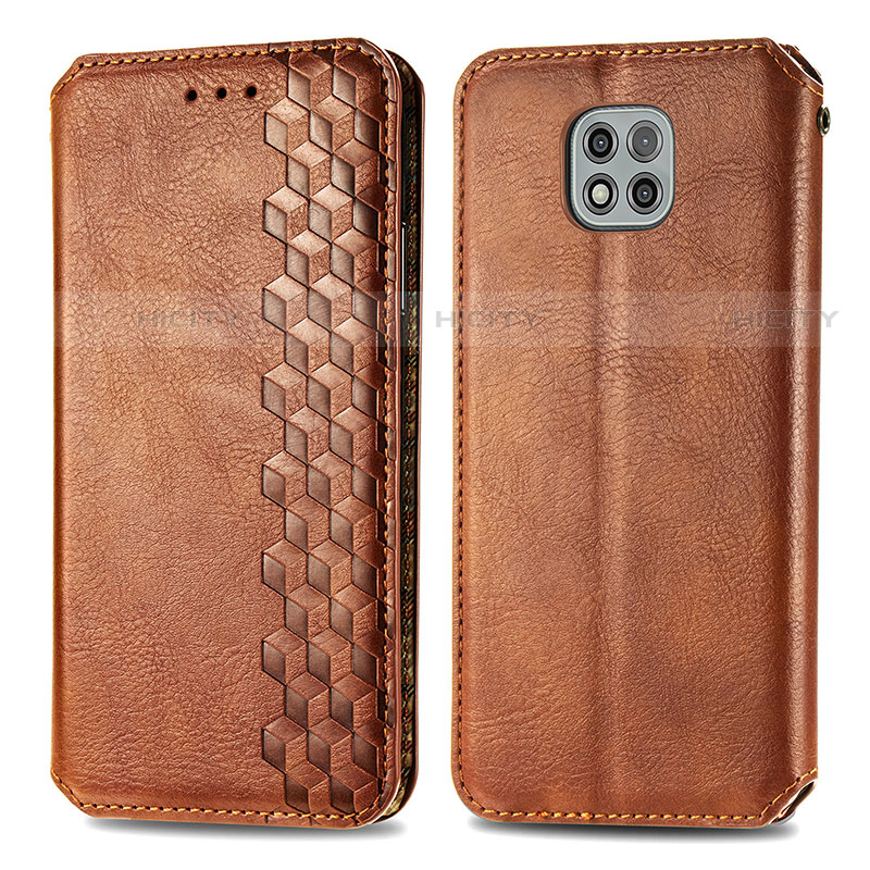 Funda de Cuero Cartera con Soporte Carcasa S01D para Motorola Moto G Power (2021) Marron