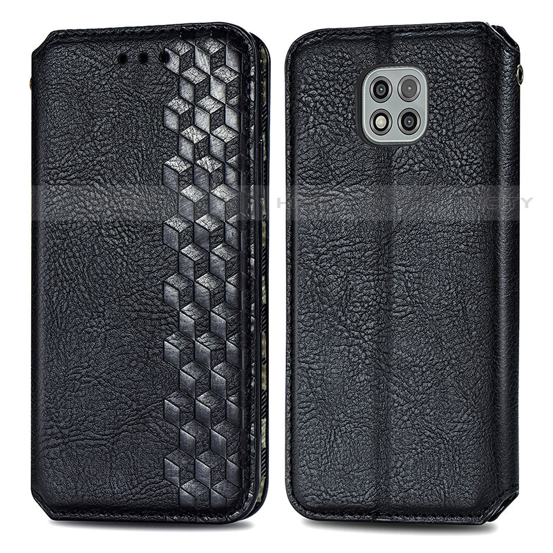 Funda de Cuero Cartera con Soporte Carcasa S01D para Motorola Moto G Power (2021) Negro