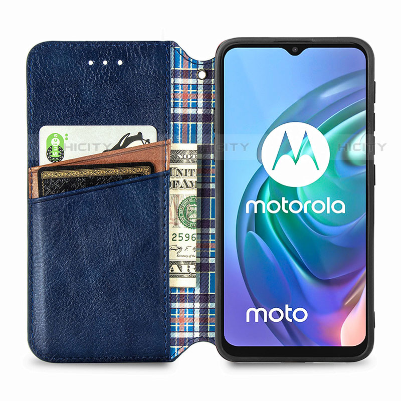 Funda de Cuero Cartera con Soporte Carcasa S01D para Motorola Moto G10