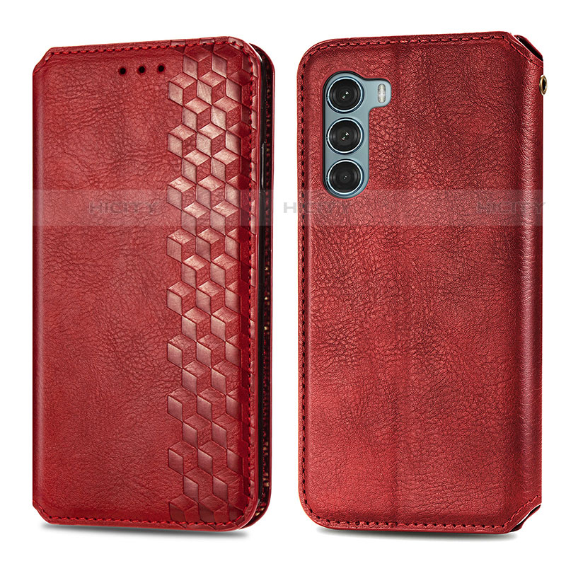 Funda de Cuero Cartera con Soporte Carcasa S01D para Motorola Moto G200 5G Rojo