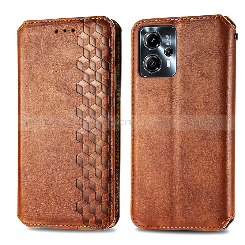 Funda de Cuero Cartera con Soporte Carcasa S01D para Motorola Moto G23 Marron