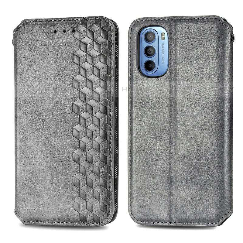 Funda de Cuero Cartera con Soporte Carcasa S01D para Motorola Moto G41 Gris