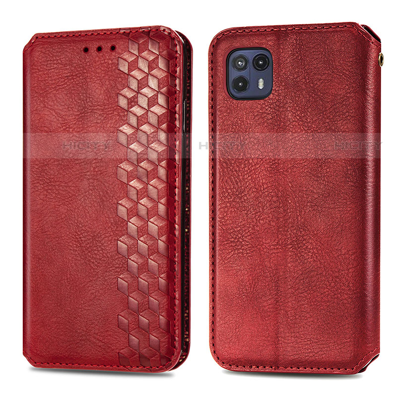 Funda de Cuero Cartera con Soporte Carcasa S01D para Motorola Moto G50 5G Rojo