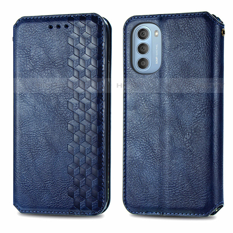 Funda de Cuero Cartera con Soporte Carcasa S01D para Motorola Moto G51 5G Azul