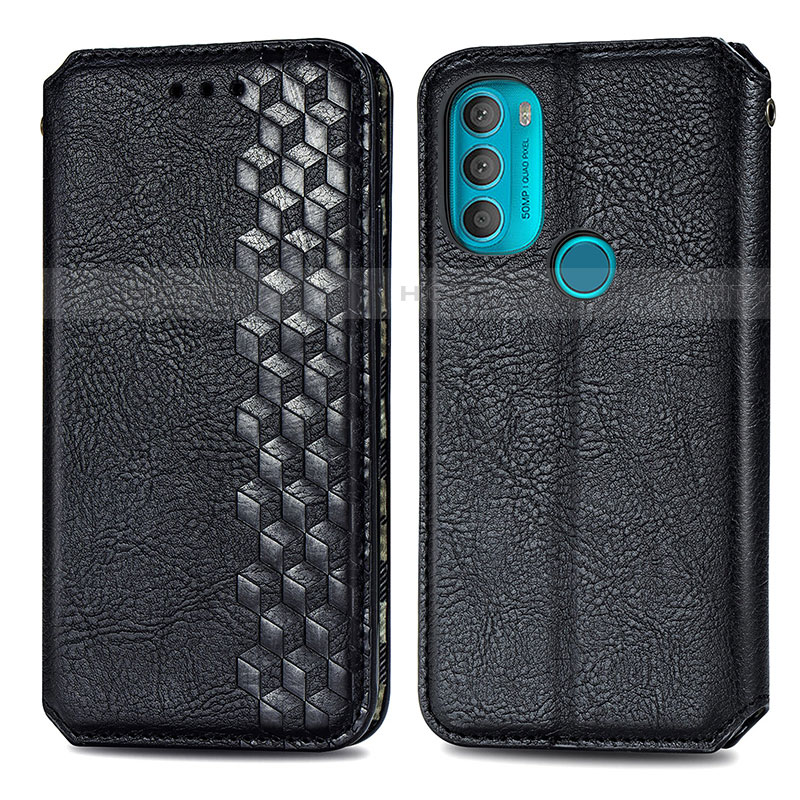 Funda de Cuero Cartera con Soporte Carcasa S01D para Motorola Moto G71 5G Negro