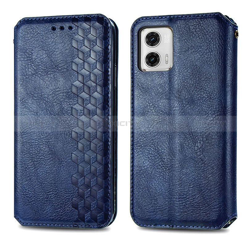 Funda de Cuero Cartera con Soporte Carcasa S01D para Motorola Moto G73 5G Azul