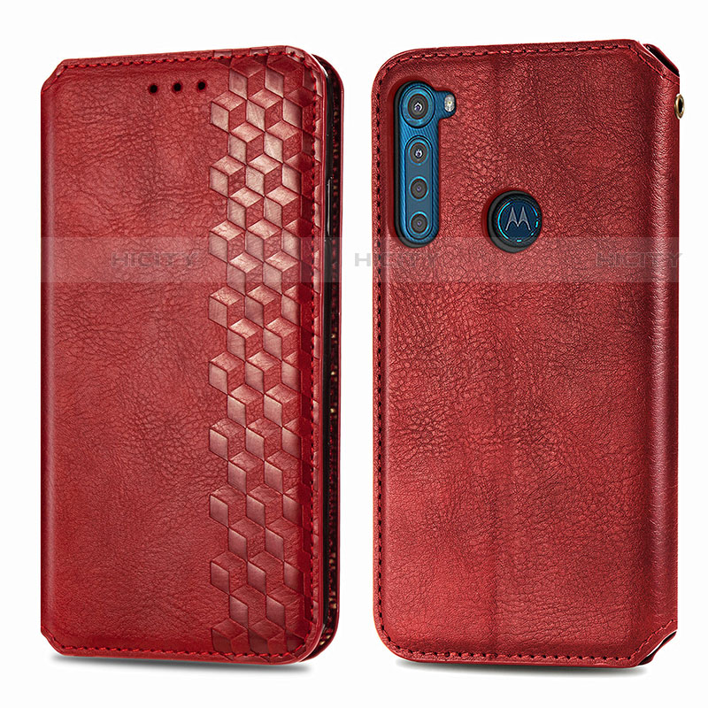 Funda de Cuero Cartera con Soporte Carcasa S01D para Motorola Moto One Fusion Plus