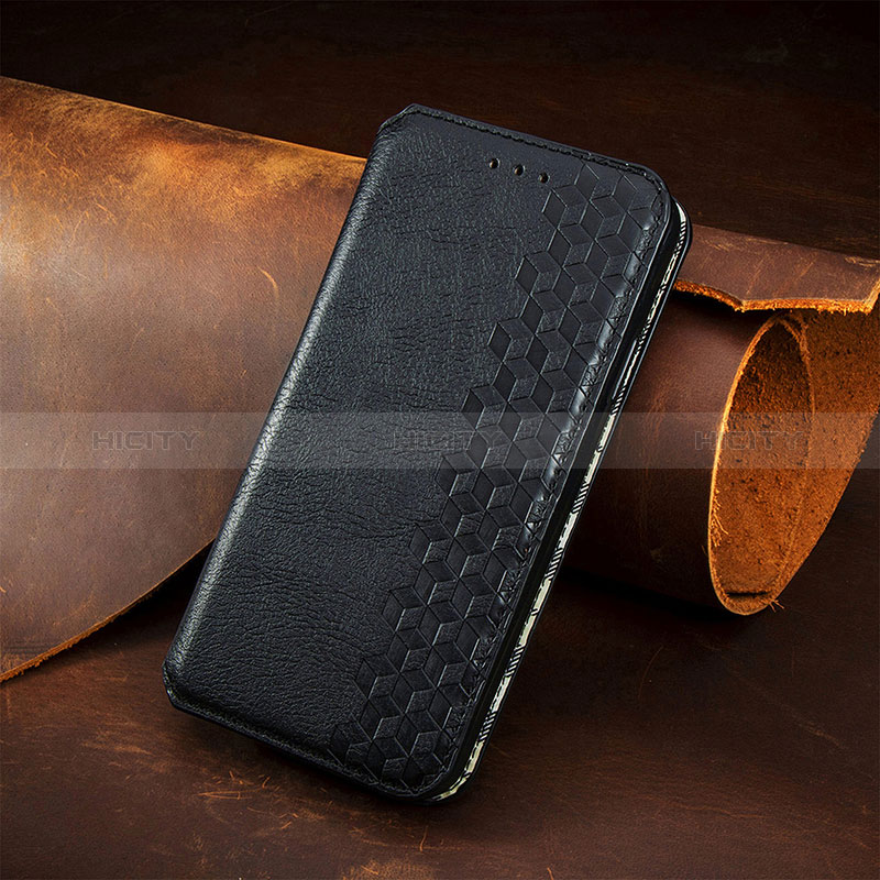 Funda de Cuero Cartera con Soporte Carcasa S01D para Nokia C210 Negro