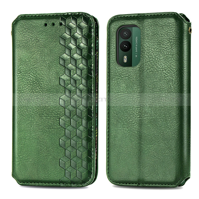 Funda de Cuero Cartera con Soporte Carcasa S01D para Nokia XR21 Verde