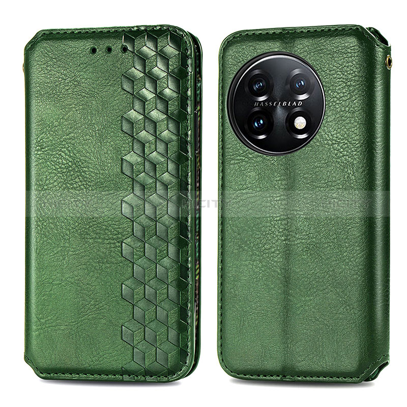 Funda de Cuero Cartera con Soporte Carcasa S01D para OnePlus 11 5G Verde