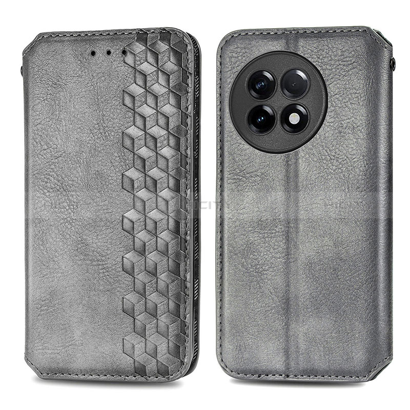 Funda de Cuero Cartera con Soporte Carcasa S01D para OnePlus Ace 2 5G Gris