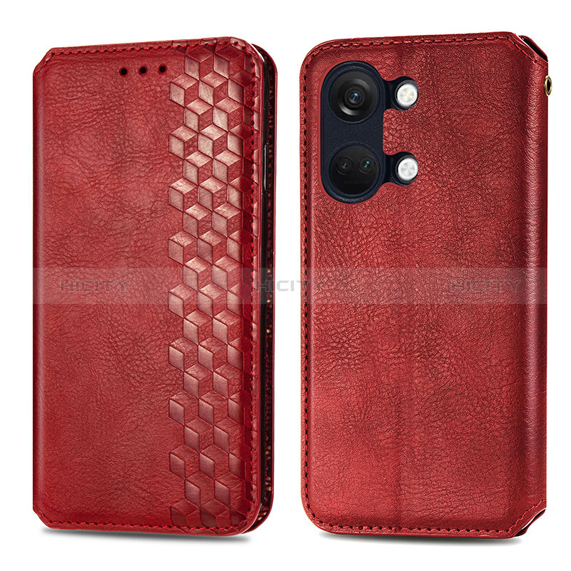 Funda de Cuero Cartera con Soporte Carcasa S01D para OnePlus Nord 3 5G Rojo