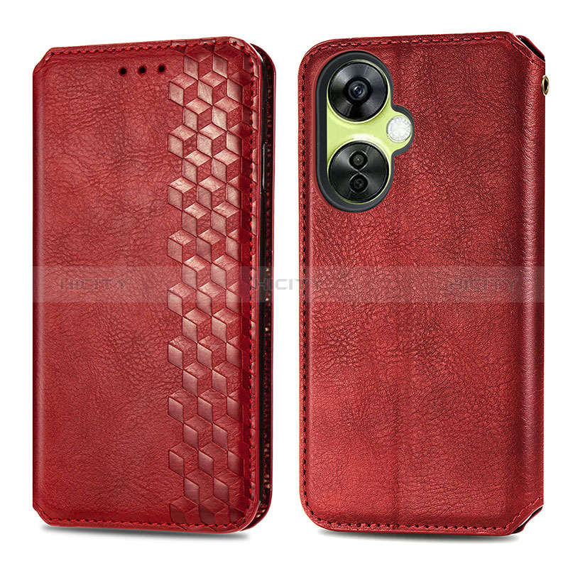 Funda de Cuero Cartera con Soporte Carcasa S01D para OnePlus Nord CE 3 5G Rojo