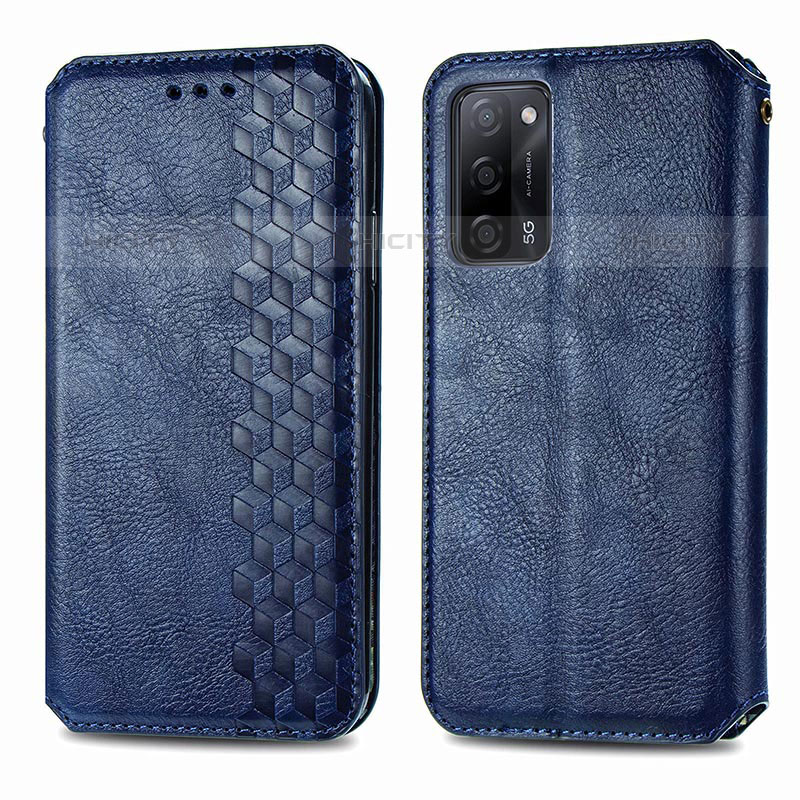 Funda de Cuero Cartera con Soporte Carcasa S01D para Oppo A55 5G Azul