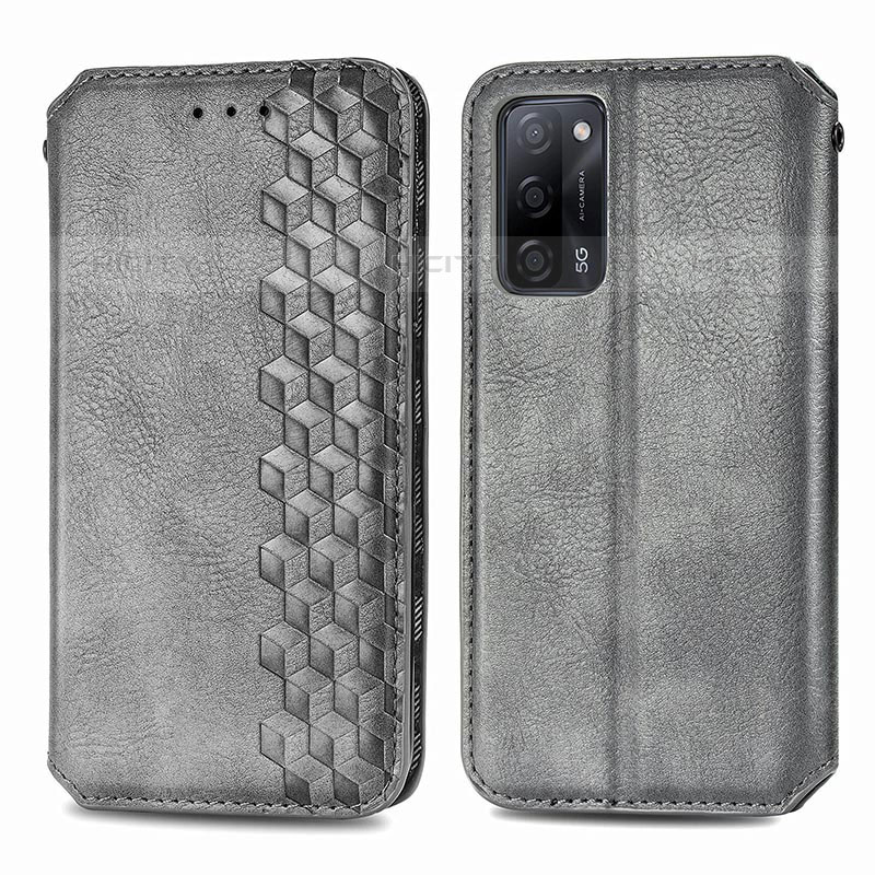 Funda de Cuero Cartera con Soporte Carcasa S01D para Oppo A55 5G Gris