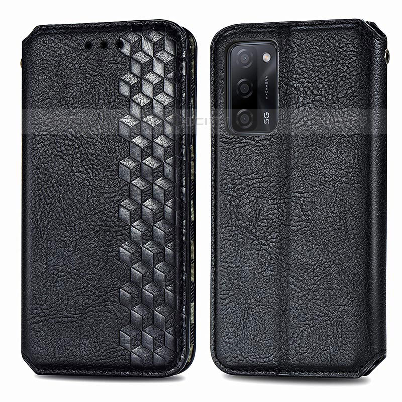 Funda de Cuero Cartera con Soporte Carcasa S01D para Oppo A55 5G Negro