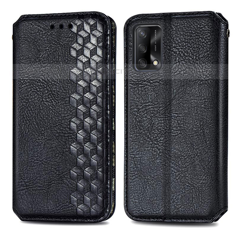 Funda de Cuero Cartera con Soporte Carcasa S01D para Oppo A74 4G Negro