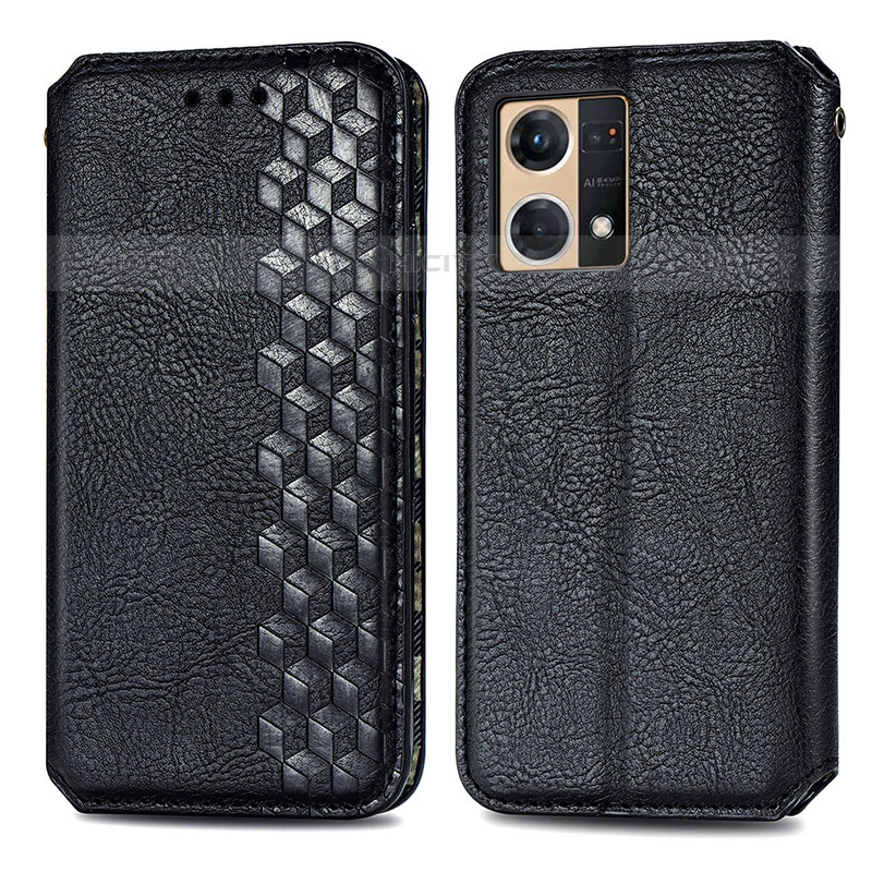 Funda de Cuero Cartera con Soporte Carcasa S01D para Oppo F21 Pro 4G Negro