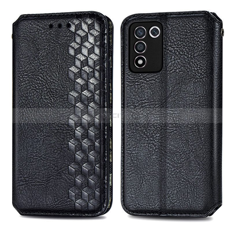 Funda de Cuero Cartera con Soporte Carcasa S01D para Oppo K9S 5G Negro