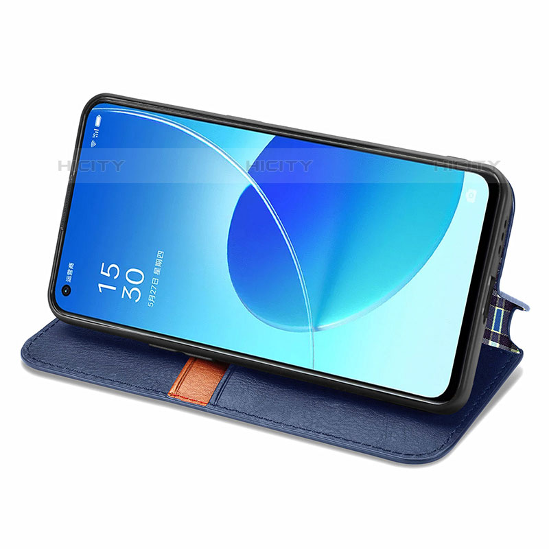 Funda de Cuero Cartera con Soporte Carcasa S01D para Oppo Reno6 5G