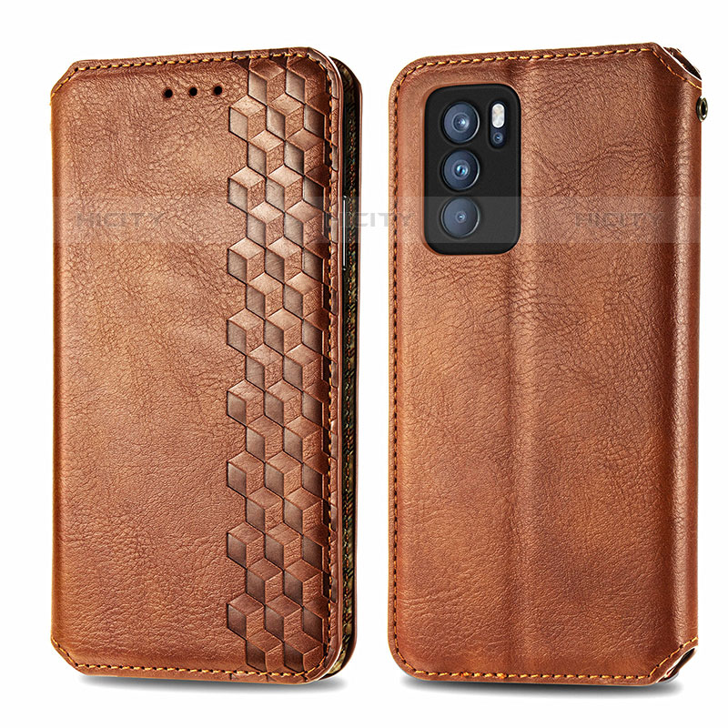 Funda de Cuero Cartera con Soporte Carcasa S01D para Oppo Reno6 Pro 5G India