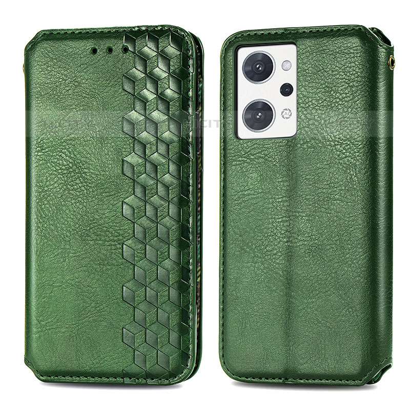 Funda de Cuero Cartera con Soporte Carcasa S01D para Oppo Reno7 A Verde