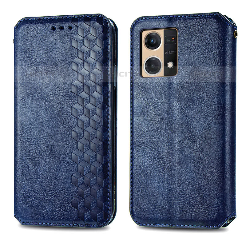 Funda de Cuero Cartera con Soporte Carcasa S01D para Oppo Reno8 4G Azul