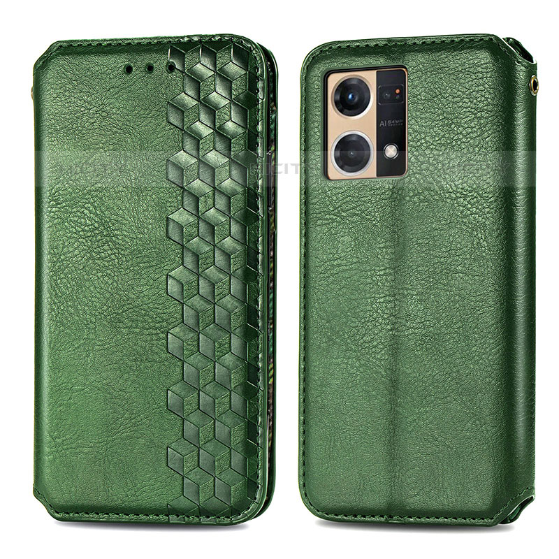 Funda de Cuero Cartera con Soporte Carcasa S01D para Oppo Reno8 4G Verde