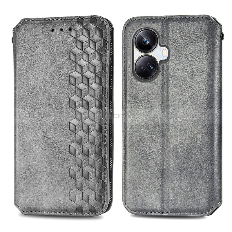 Funda de Cuero Cartera con Soporte Carcasa S01D para Realme 10 Pro+ Plus 5G Gris