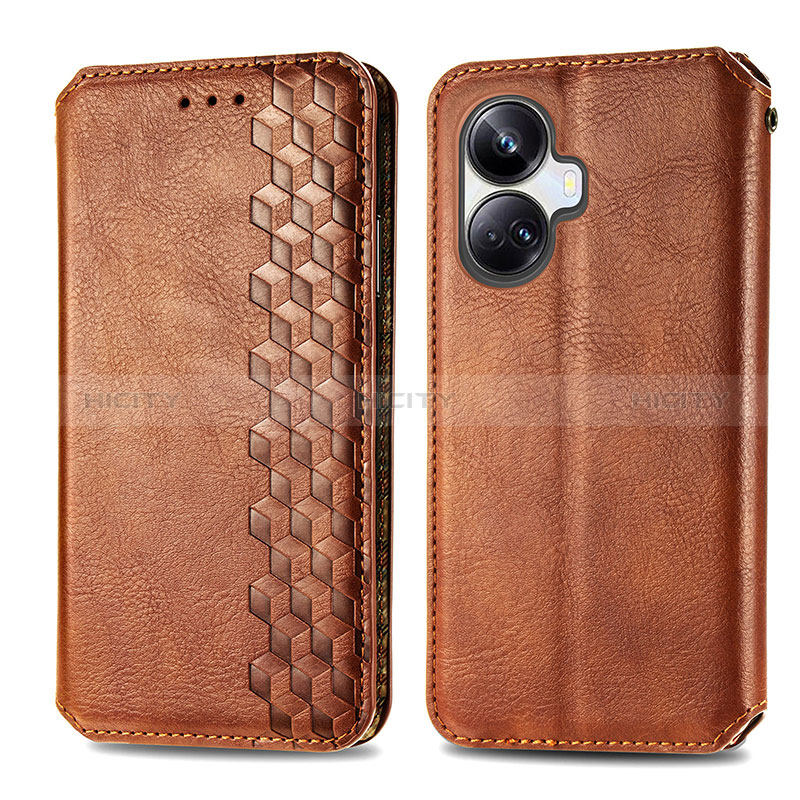 Funda de Cuero Cartera con Soporte Carcasa S01D para Realme 10 Pro+ Plus 5G Marron