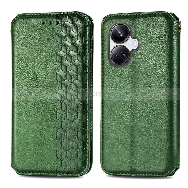 Funda de Cuero Cartera con Soporte Carcasa S01D para Realme 10 Pro+ Plus 5G Verde