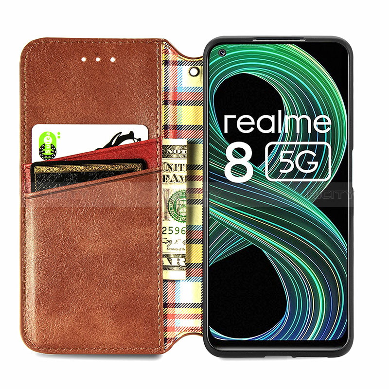 Funda de Cuero Cartera con Soporte Carcasa S01D para Realme 8 5G