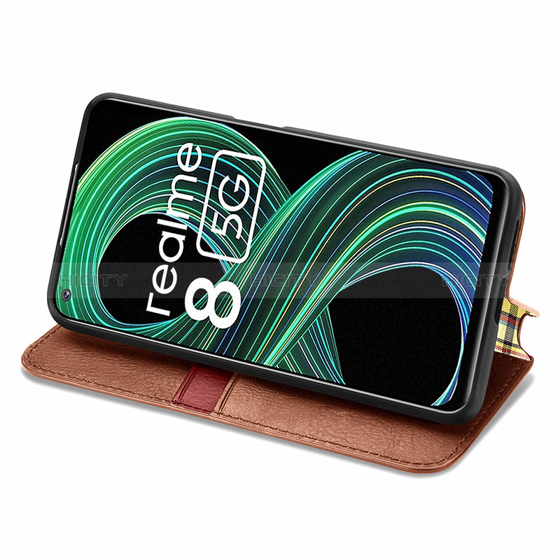 Funda de Cuero Cartera con Soporte Carcasa S01D para Realme 8 5G