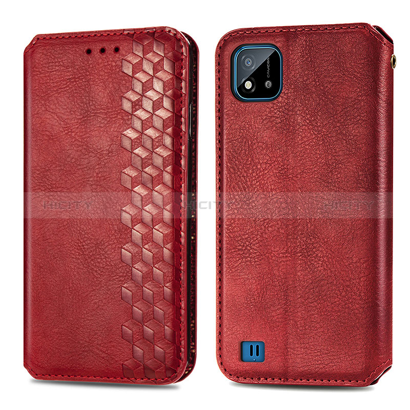 Funda de Cuero Cartera con Soporte Carcasa S01D para Realme C11 (2021) Rojo