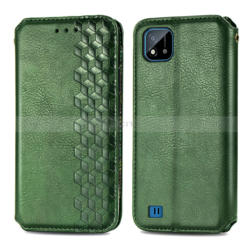 Funda de Cuero Cartera con Soporte Carcasa S01D para Realme C11 (2021) Verde