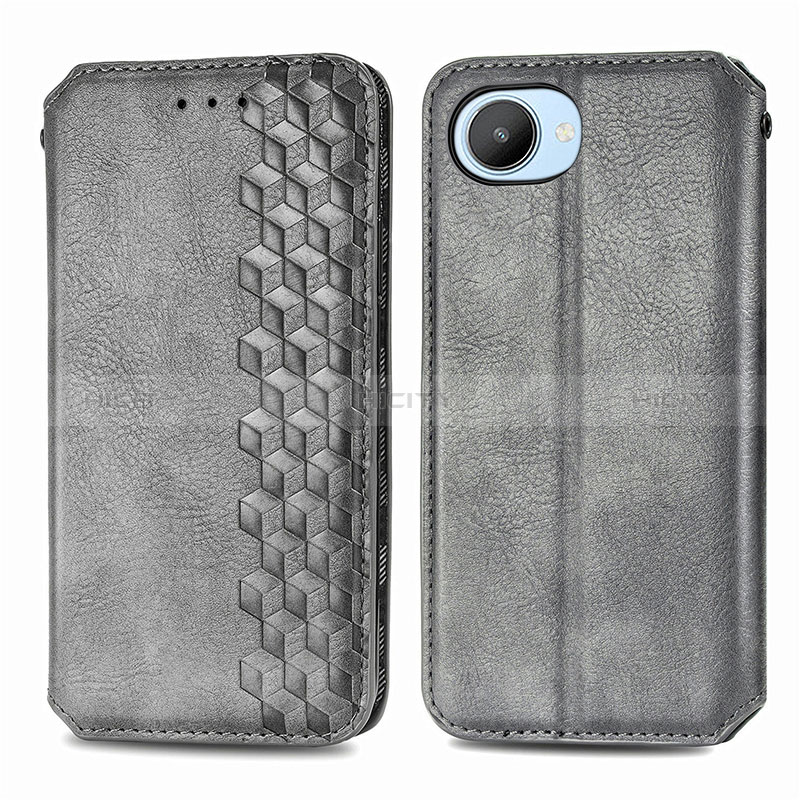 Funda de Cuero Cartera con Soporte Carcasa S01D para Realme C30s Gris