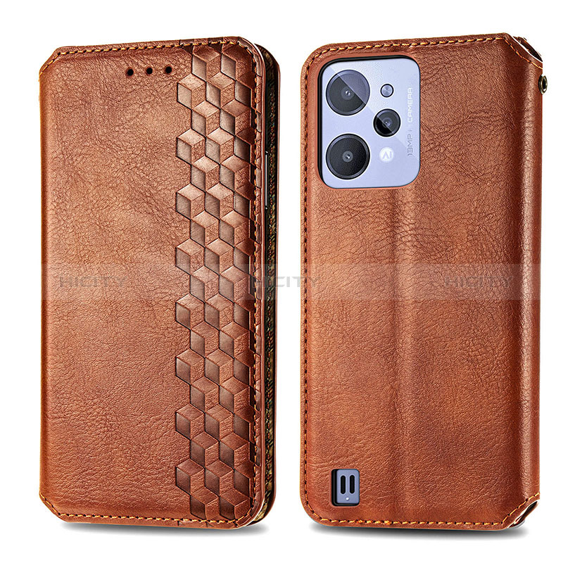 Funda de Cuero Cartera con Soporte Carcasa S01D para Realme C31 Marron