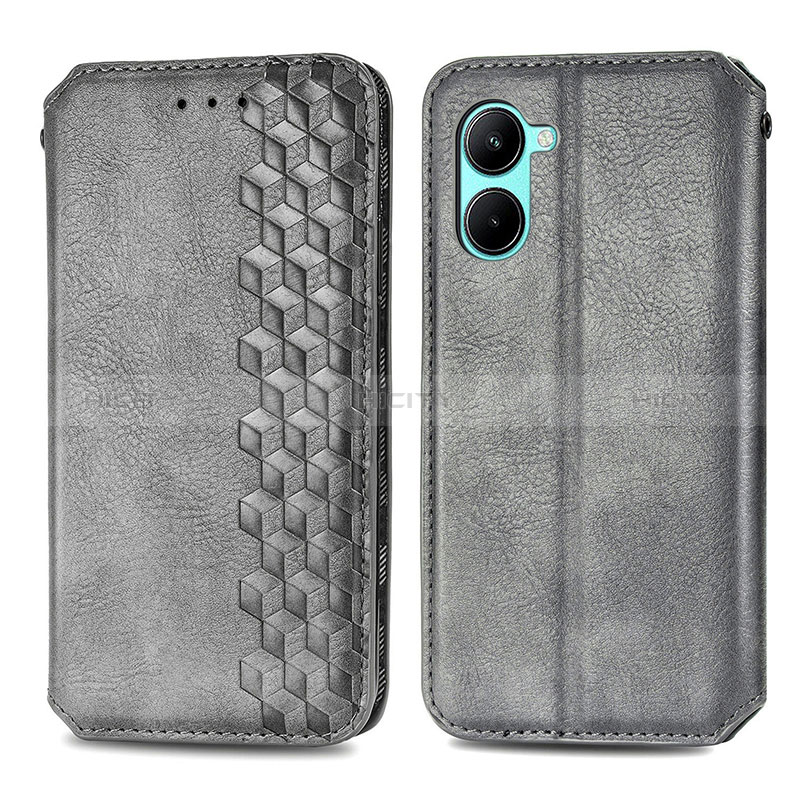 Funda de Cuero Cartera con Soporte Carcasa S01D para Realme C33 (2023) Gris